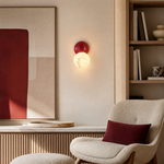 Duo Sphere Crimson Eclipse Alabaster Wall Sconce