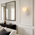 Duo Sphere Crimson Eclipse Alabaster Wall Sconce