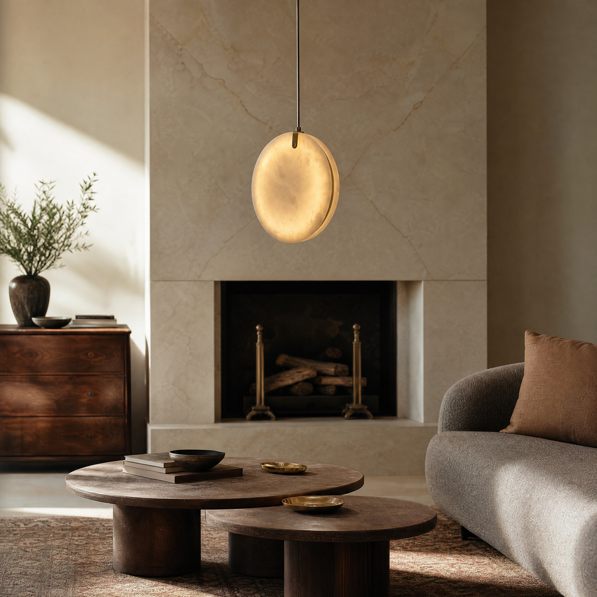 Eclipse Alabaster Disc Pendant Light