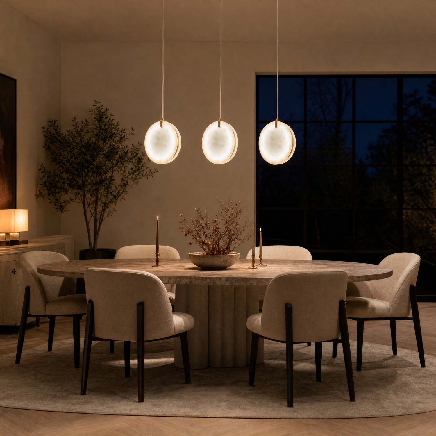 Eclipse Alabaster Disc Pendant Light