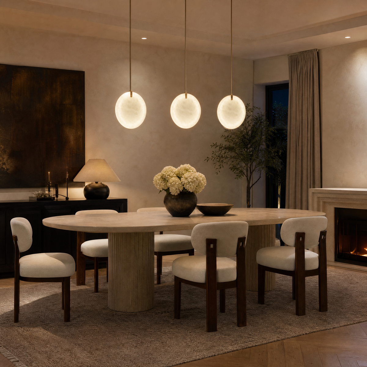 Eclipse Alabaster Disc Pendant Light
