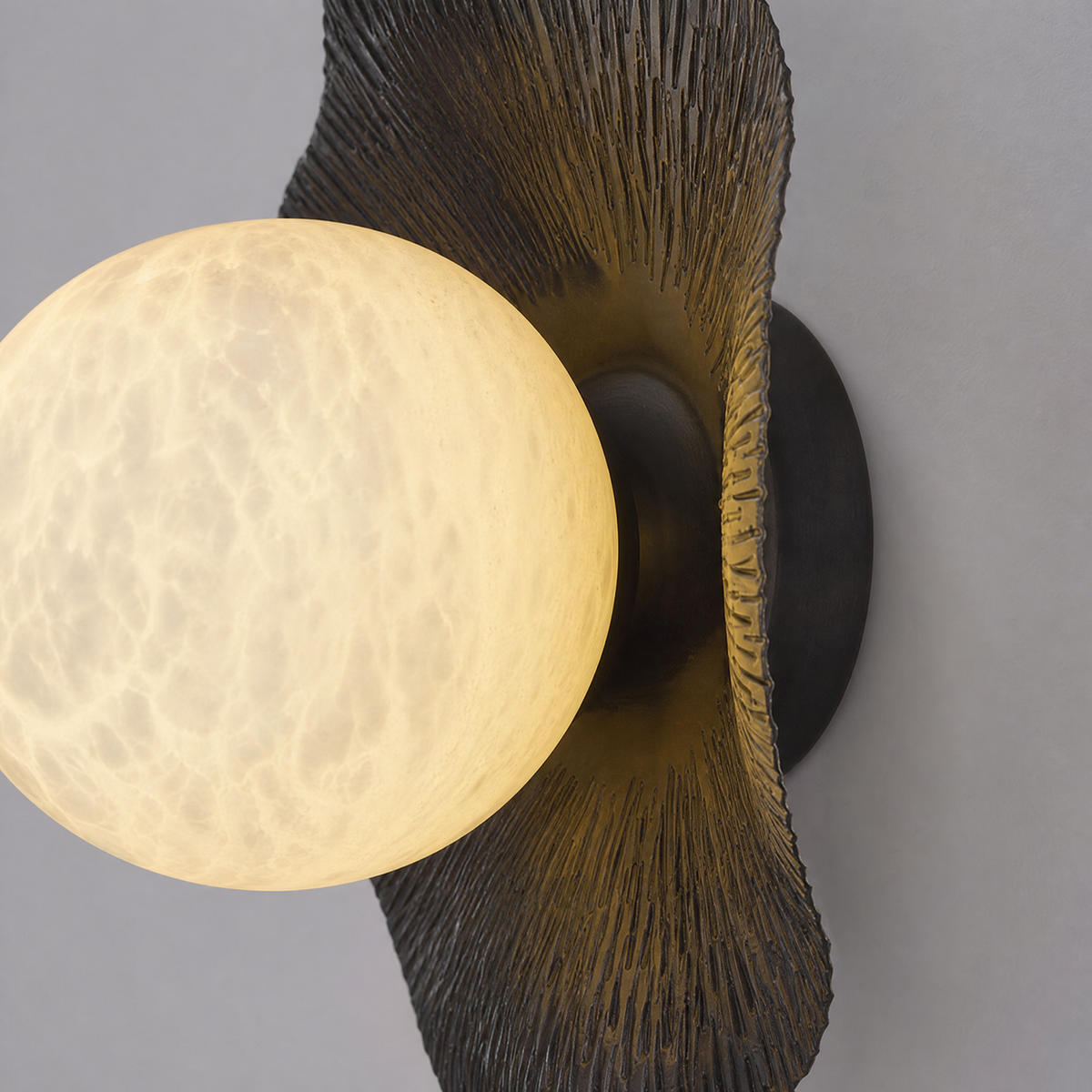 Eclipse Orb Radial Sunburst Alabaster Wall Sconce