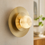 Eclipse Orb Triple Halo Alabaster Wall Sconce