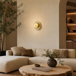 Eclipse Orb Triple Halo Alabaster Wall Sconce