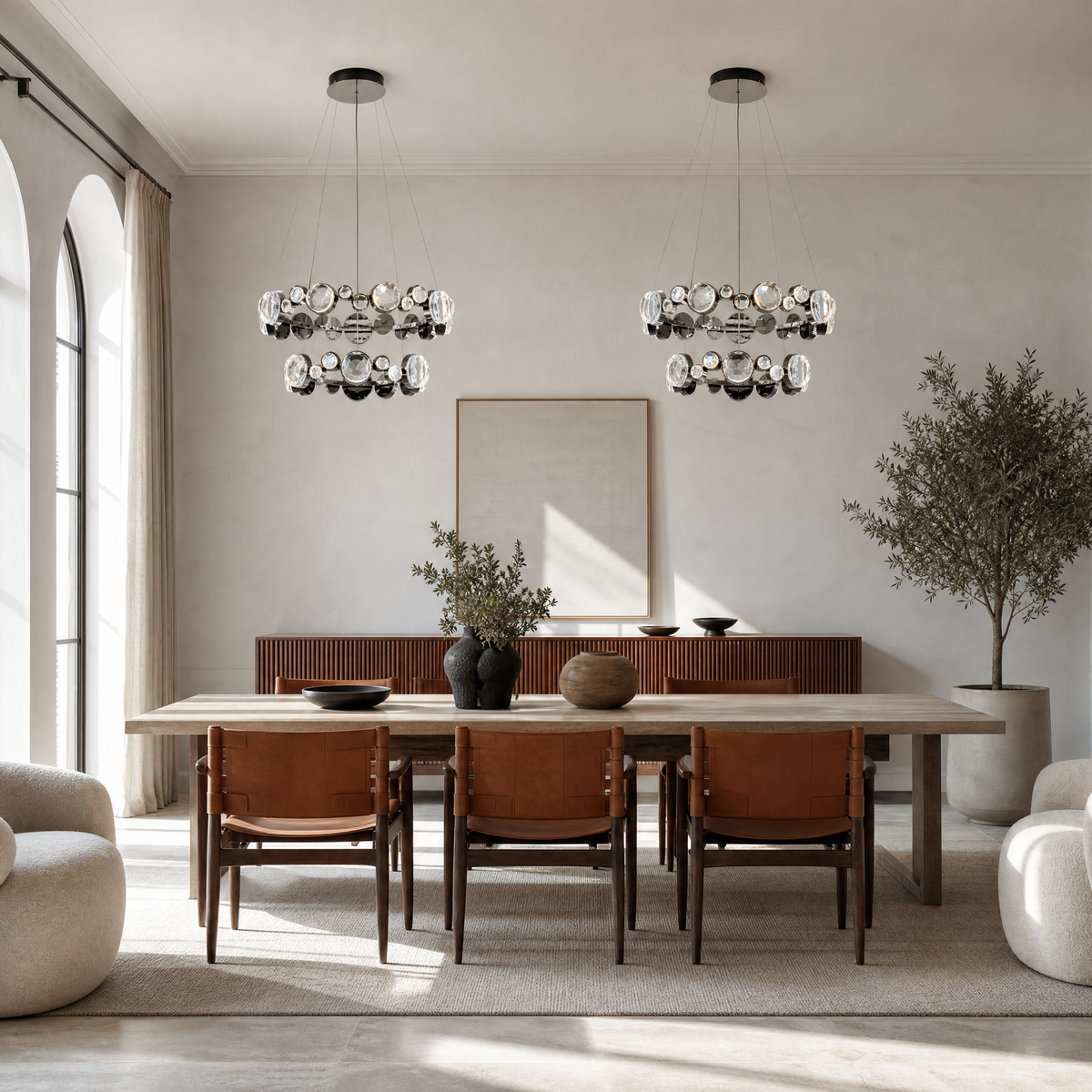 Eclipse Two Ring Modern Crystal Chandelier