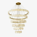 Ecliptica Spiral Alabaster Chandelier – Gold & White 4‑6 Layer Luxury Ceiling Light