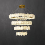 Ecliptica Spiral Alabaster Chandelier – Gold & White 4‑6 Layer Luxury Ceiling Light