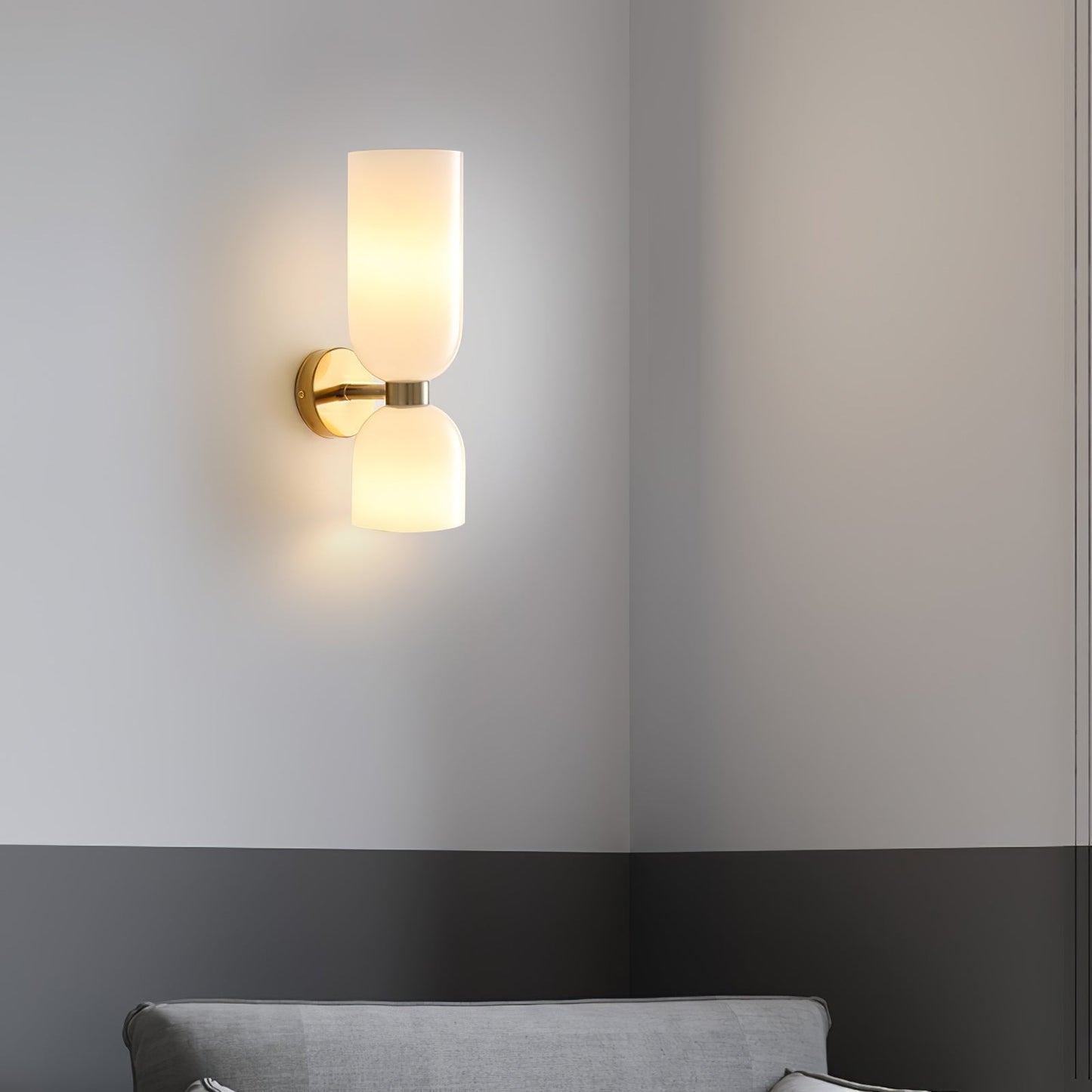Edie Gold & Black Wall Lamp with Opal Glass
