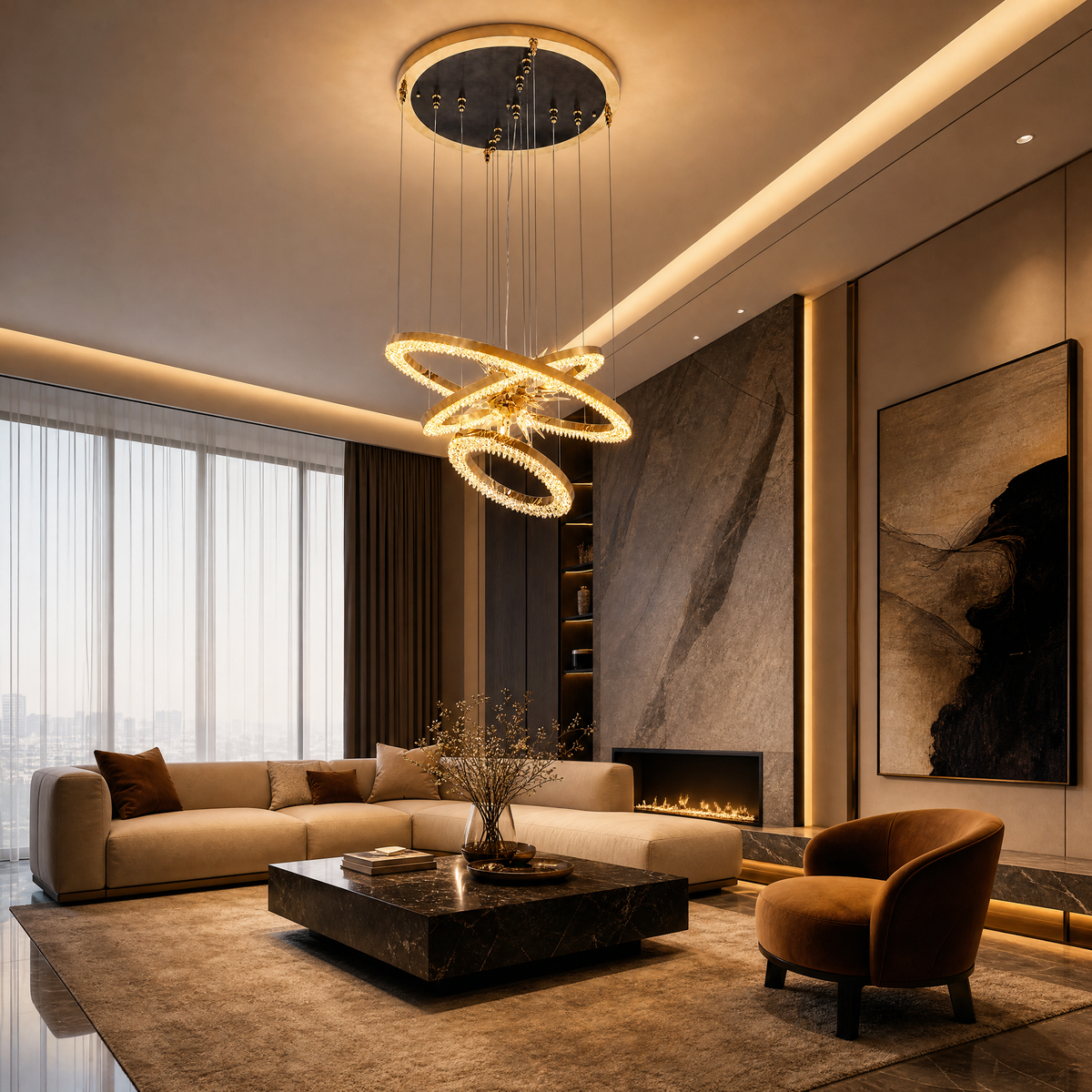 Egiziano Octagonal Halo Chandelier