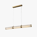 Elegant Alabaster Beam Pendant Light Sculptural with Brass Accents