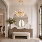 Elegant Ceramic Ginkgo Leaf Chandelier D600 - Matte Gold
