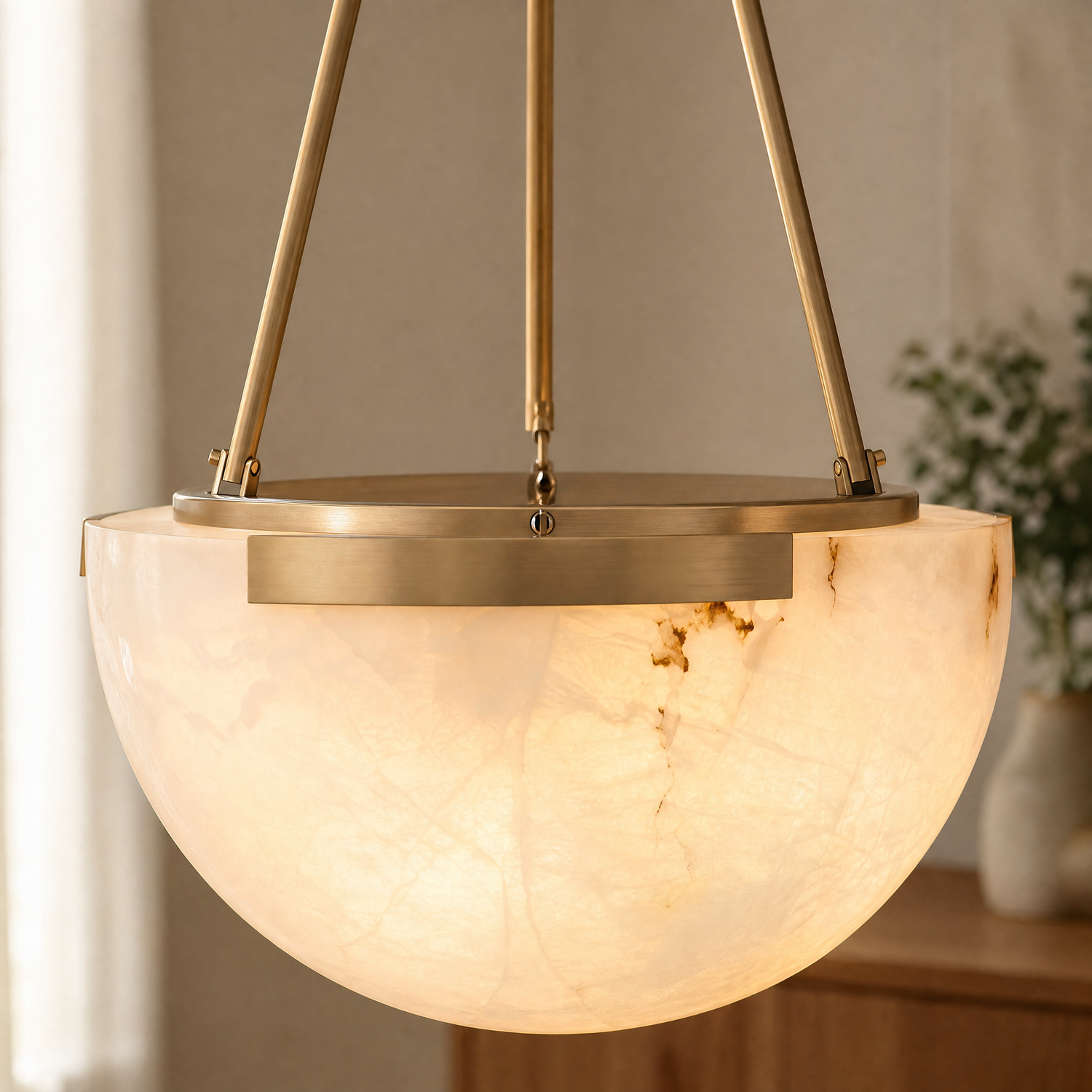 Ellune Modern Alabaster Bowl Chandelier