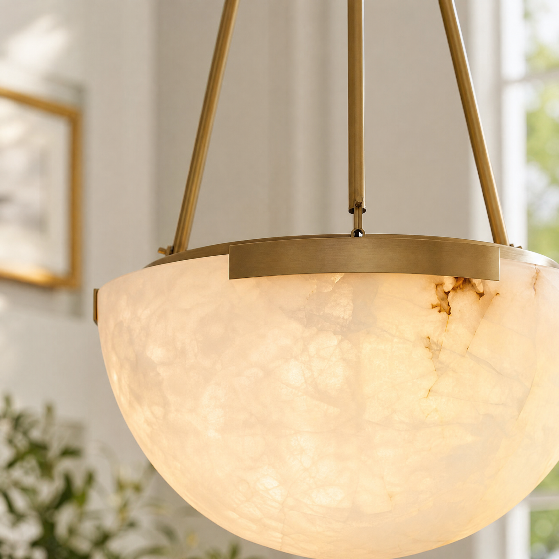 Ellune Modern Alabaster Bowl Chandelier