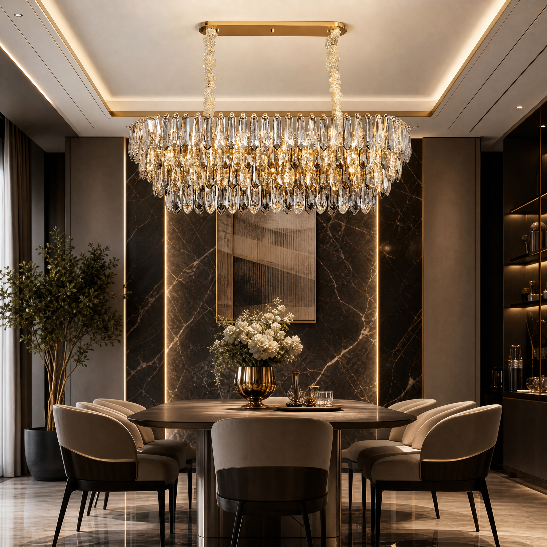 Eterea Brass Linear Chandelier