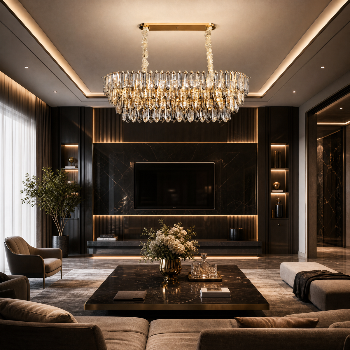 Eterea Brass Linear Chandelier