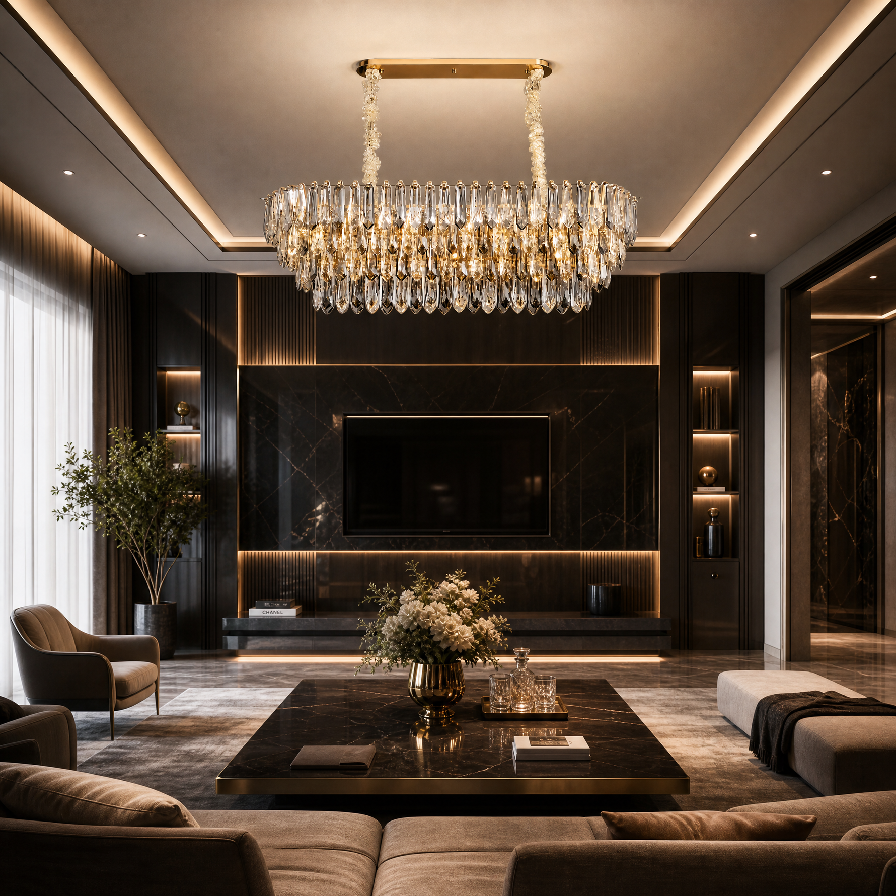 Eterea Brass Linear Chandelier