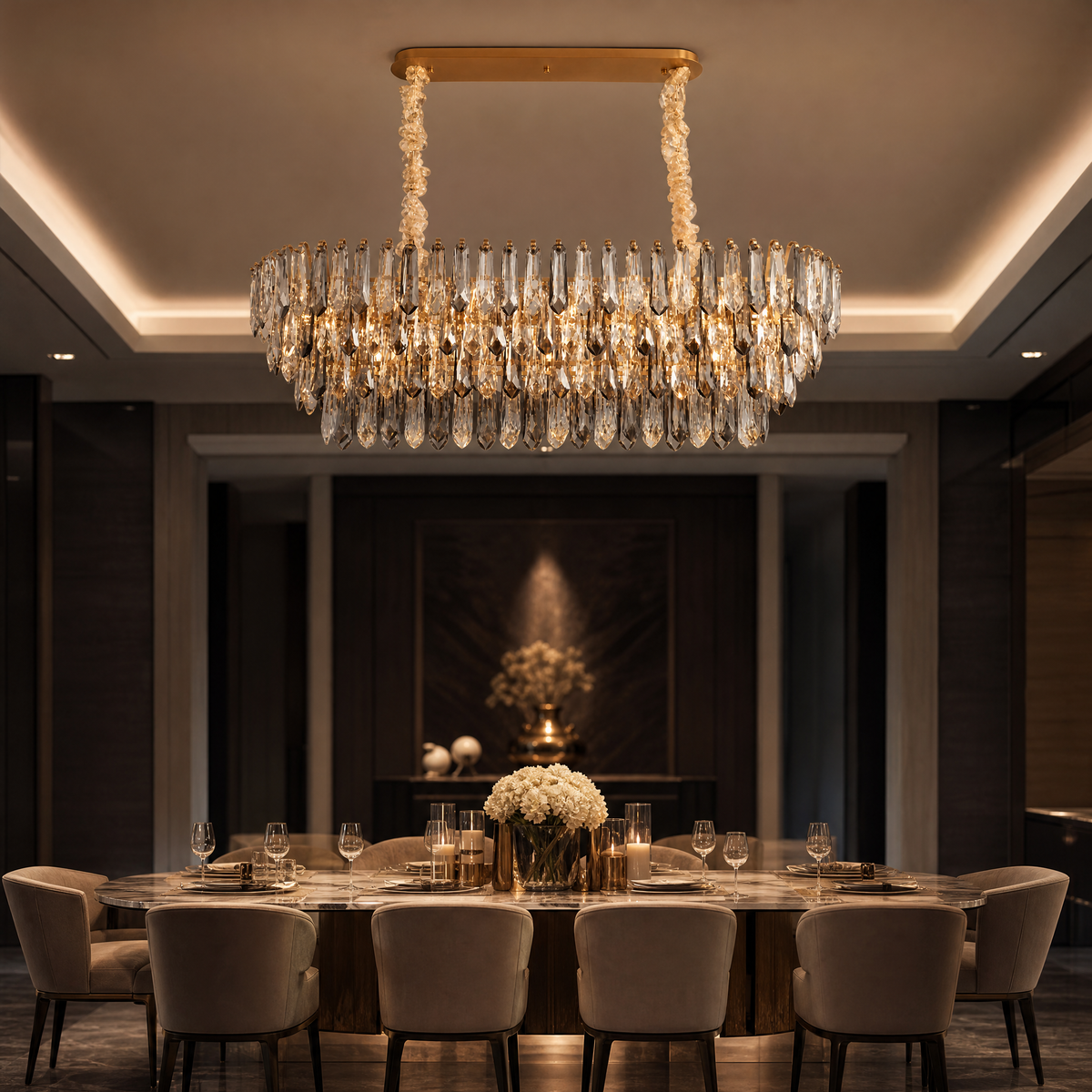 Eterea Brass Linear Chandelier