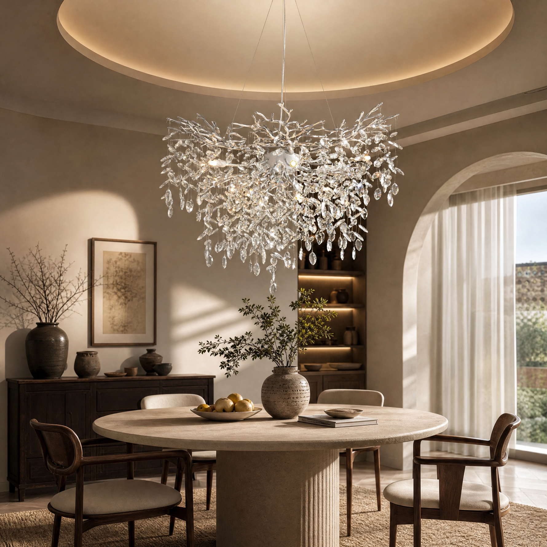 Eyelet Curved Branch Ceiling Hanging Lamp 1500 - Matte Black