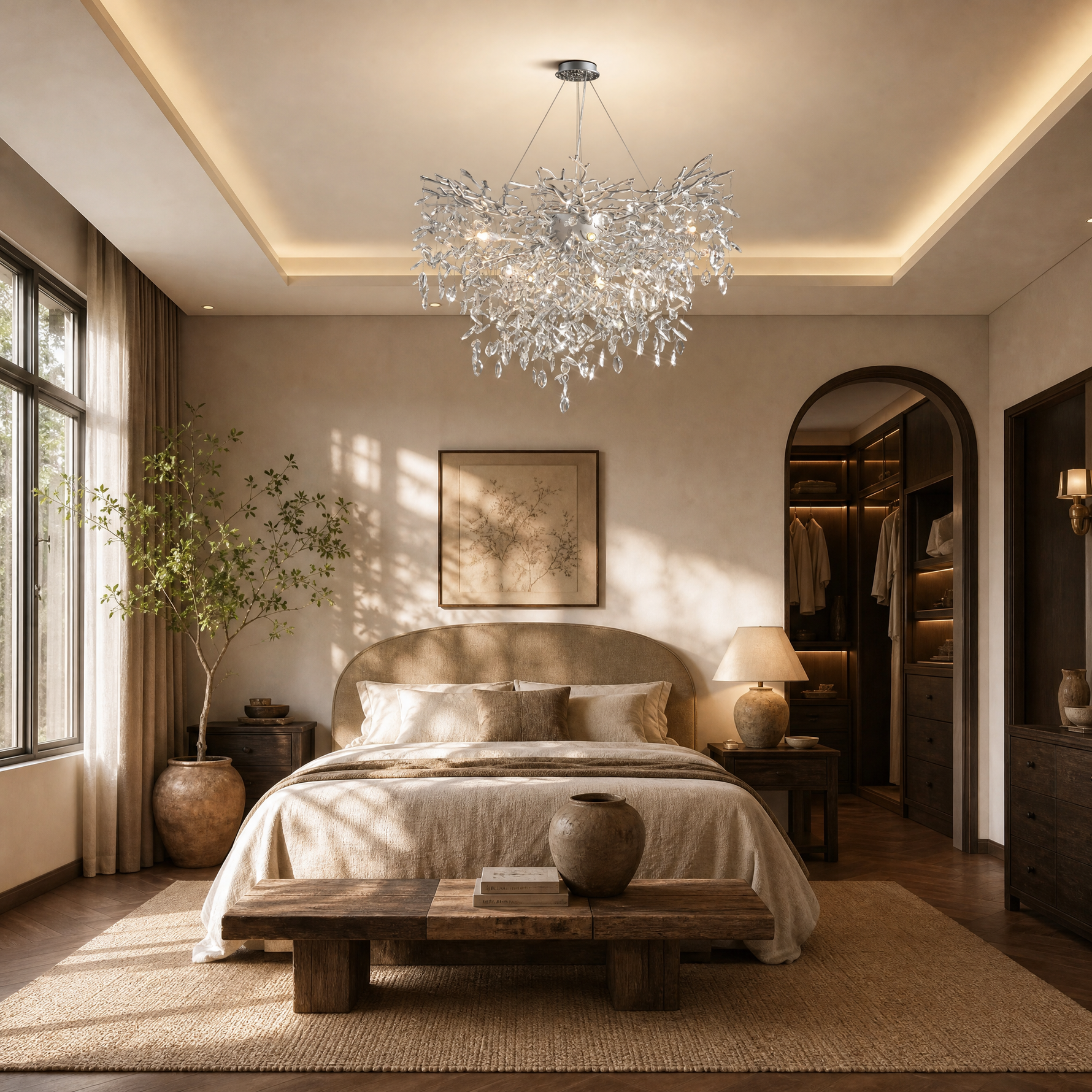 Eyelet Curved Branch Ceiling Hanging Lamp 1500 - Matte Black