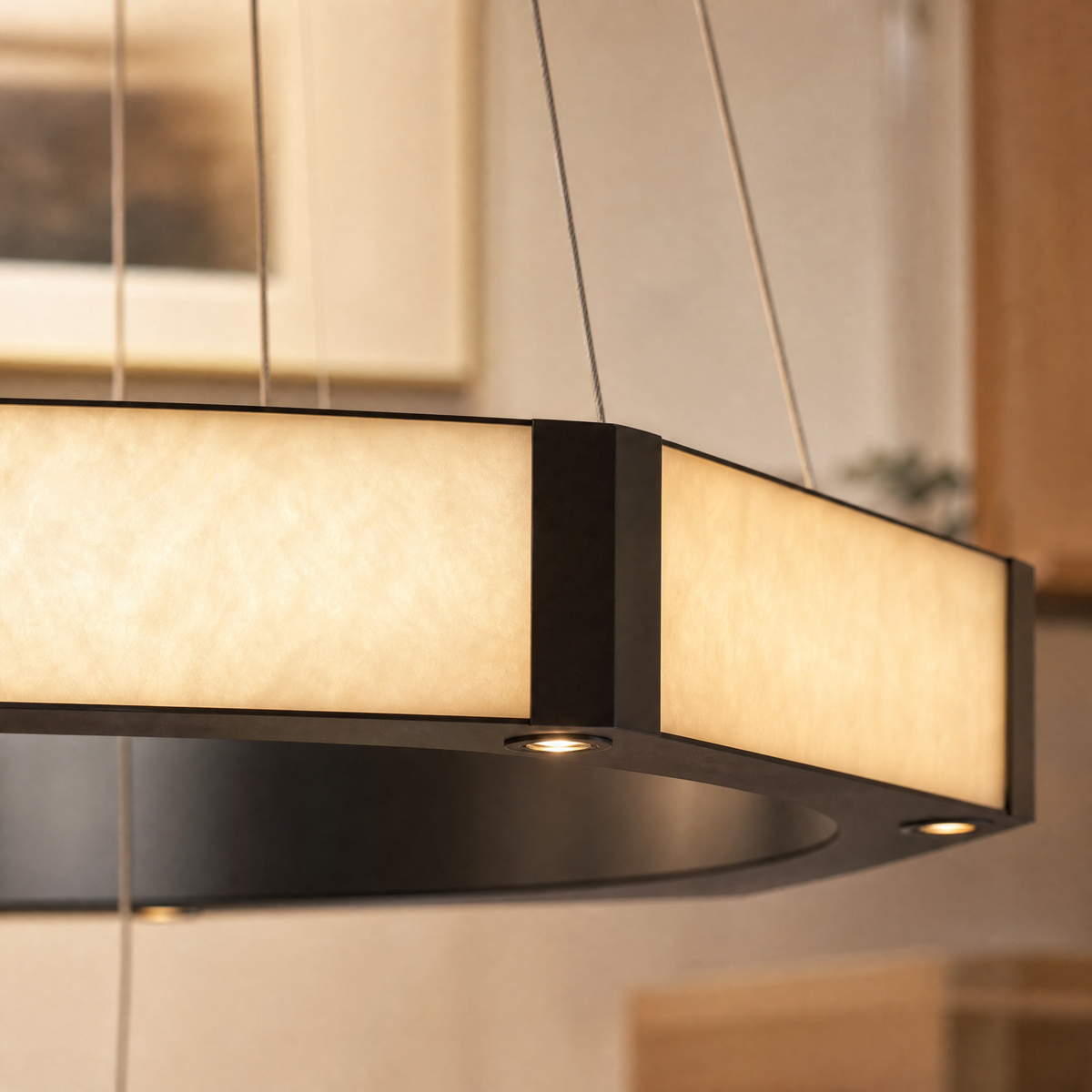 Facetra Hexagonal Black Ring Chandelier