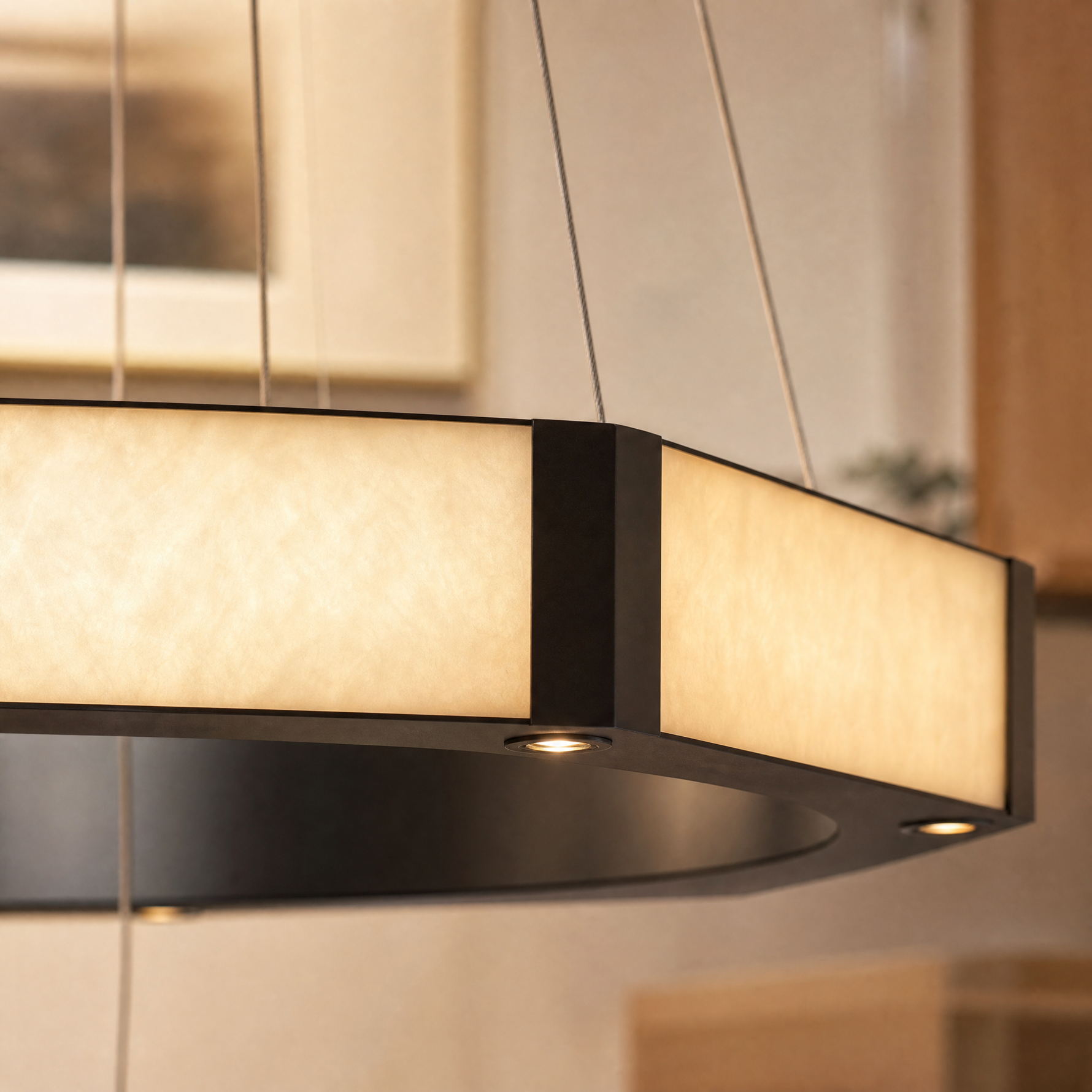 Facetra Hexagonal Black Ring Chandelier