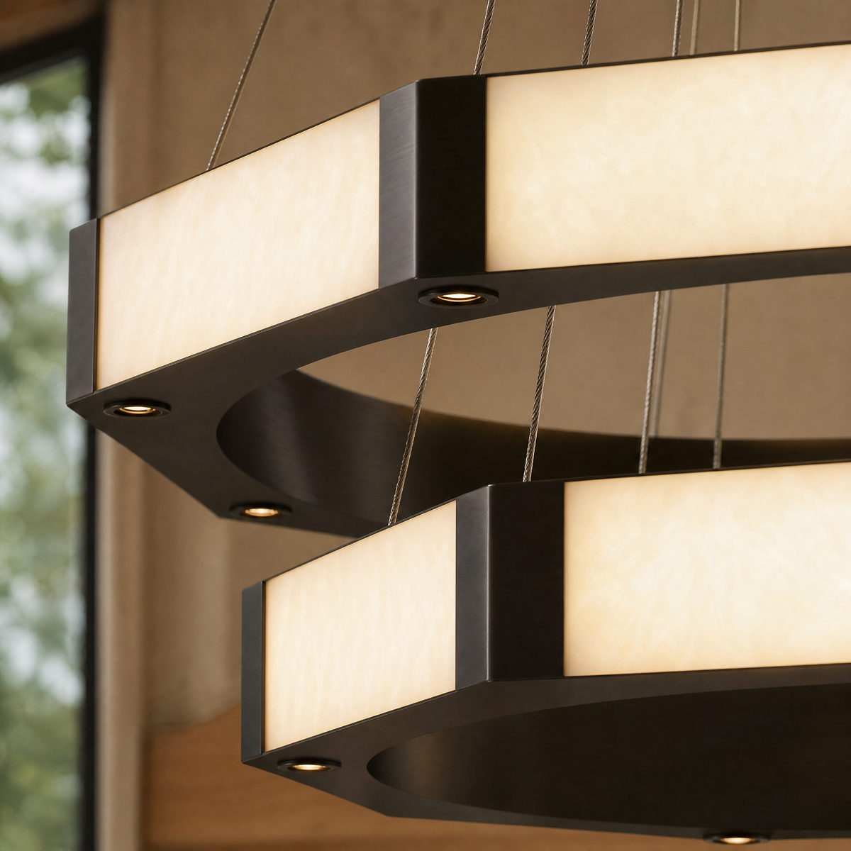 Facetra Hexagonal Black Ring Chandelier