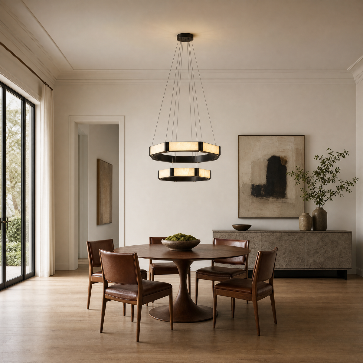 Facetra Hexagonal Black Ring Chandelier
