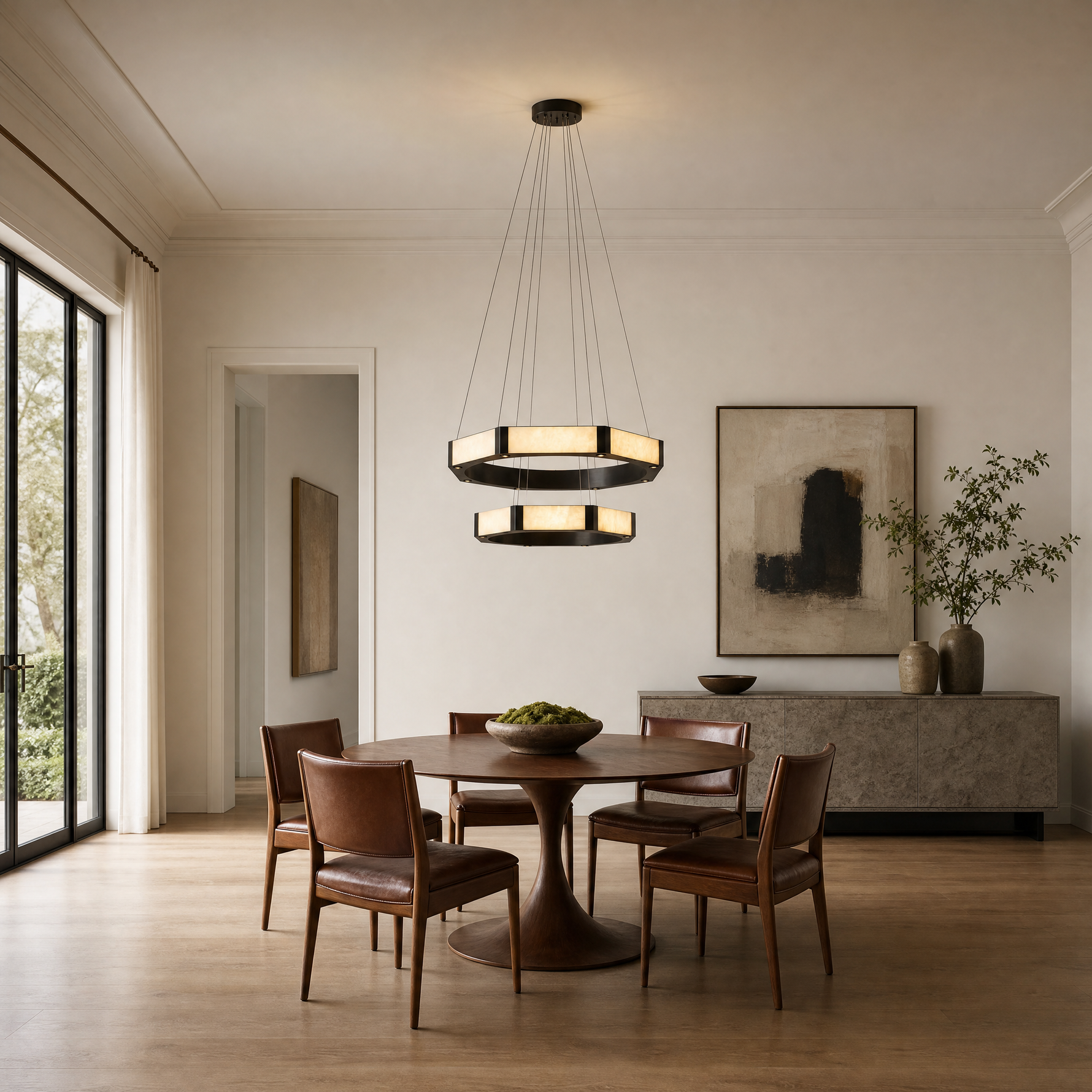 Facetra Hexagonal Black Ring Chandelier