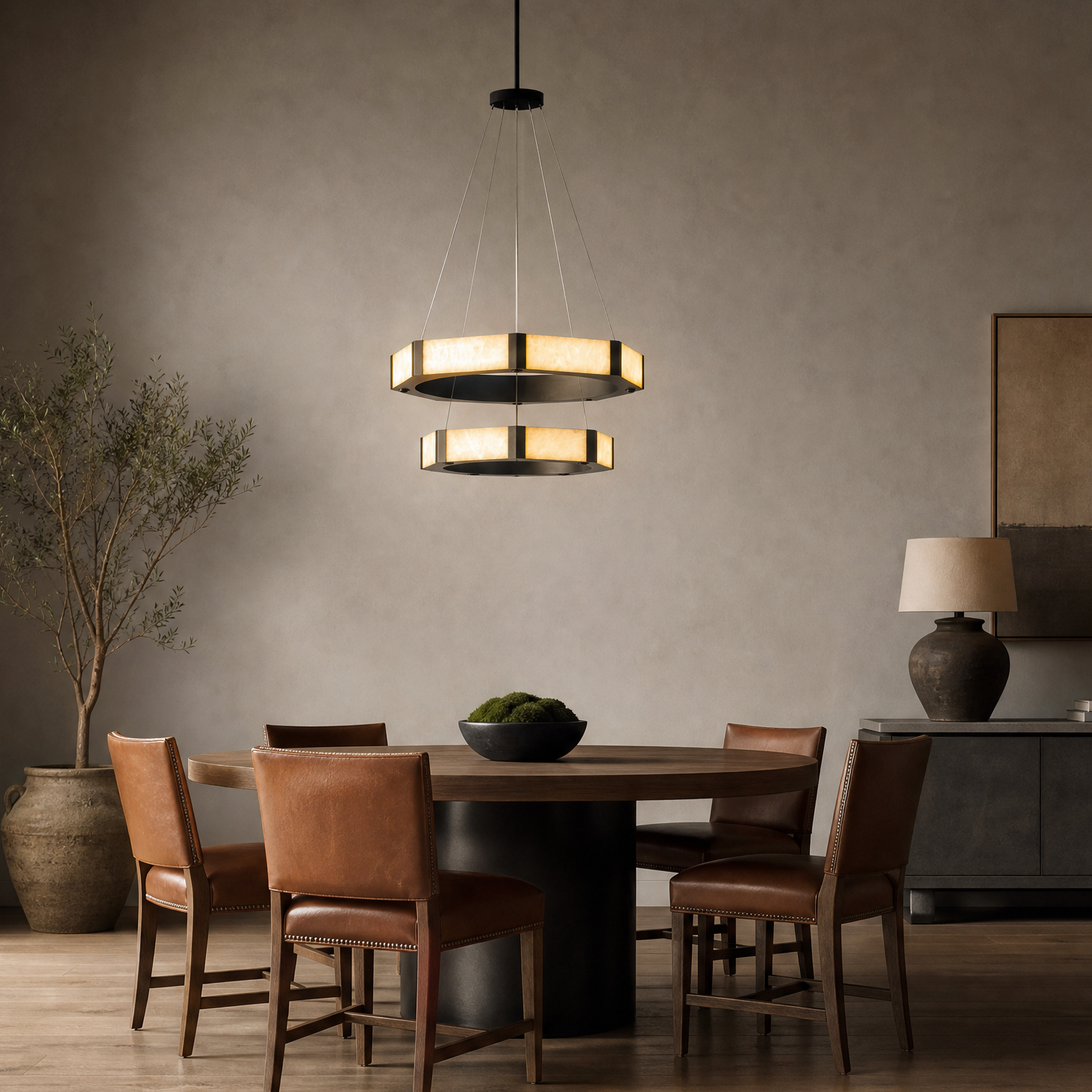 Facetra Hexagonal Black Ring Chandelier
