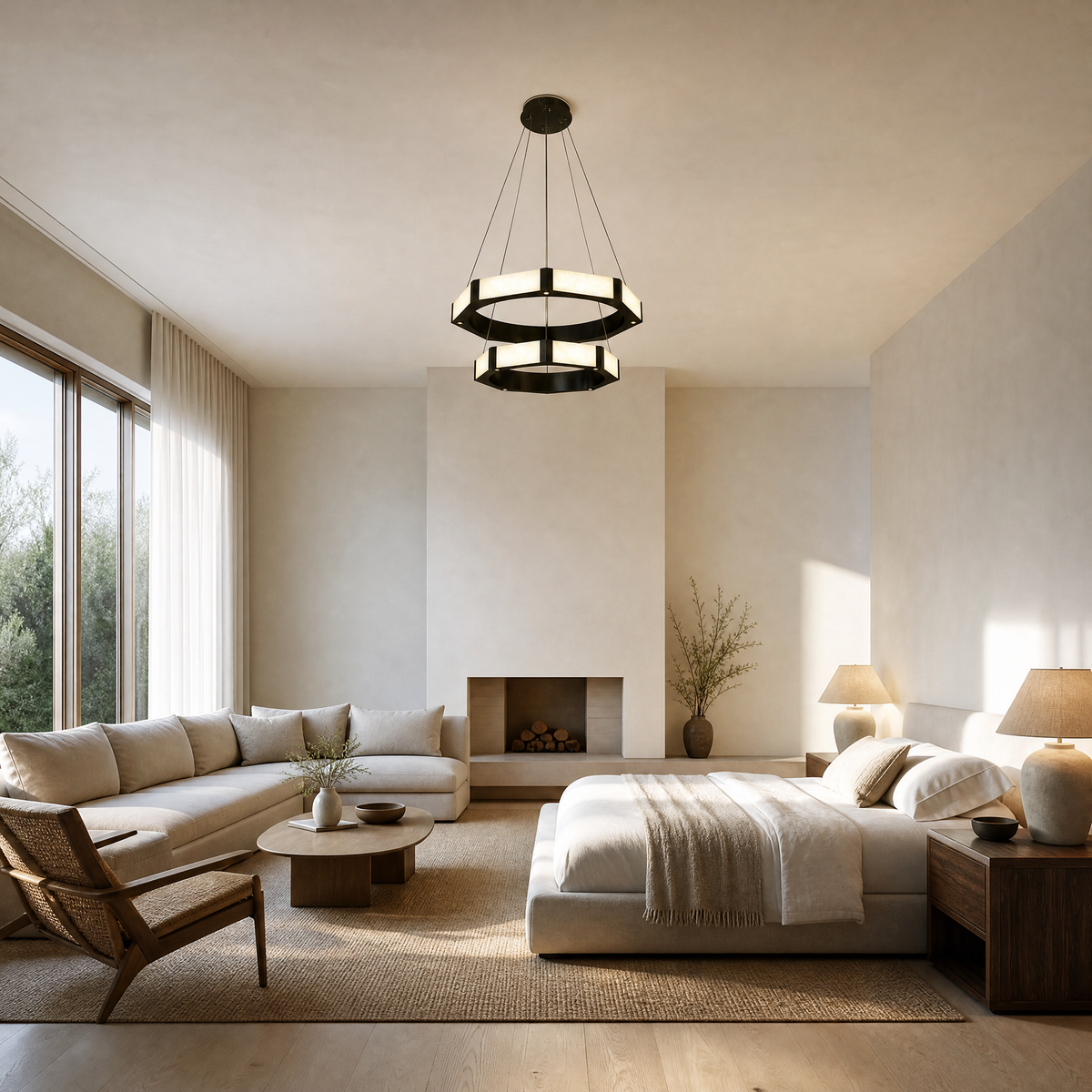 Facetra Hexagonal Black Ring Chandelier