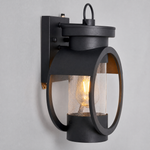 Farmhouse Black Iron Seeded Glass Outdoor Wall Lantern