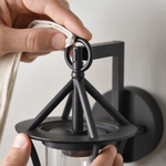 Farmhouse Matte Black Iron and Seeded Glass Outdoor Wall Lantern