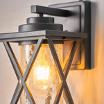 Farmhouse Matte Black Metal and Glass Outdoor Wall Lantern
