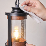 Farmhouse Matte Black Wood Grain Seeded Glass Pier Mount Light