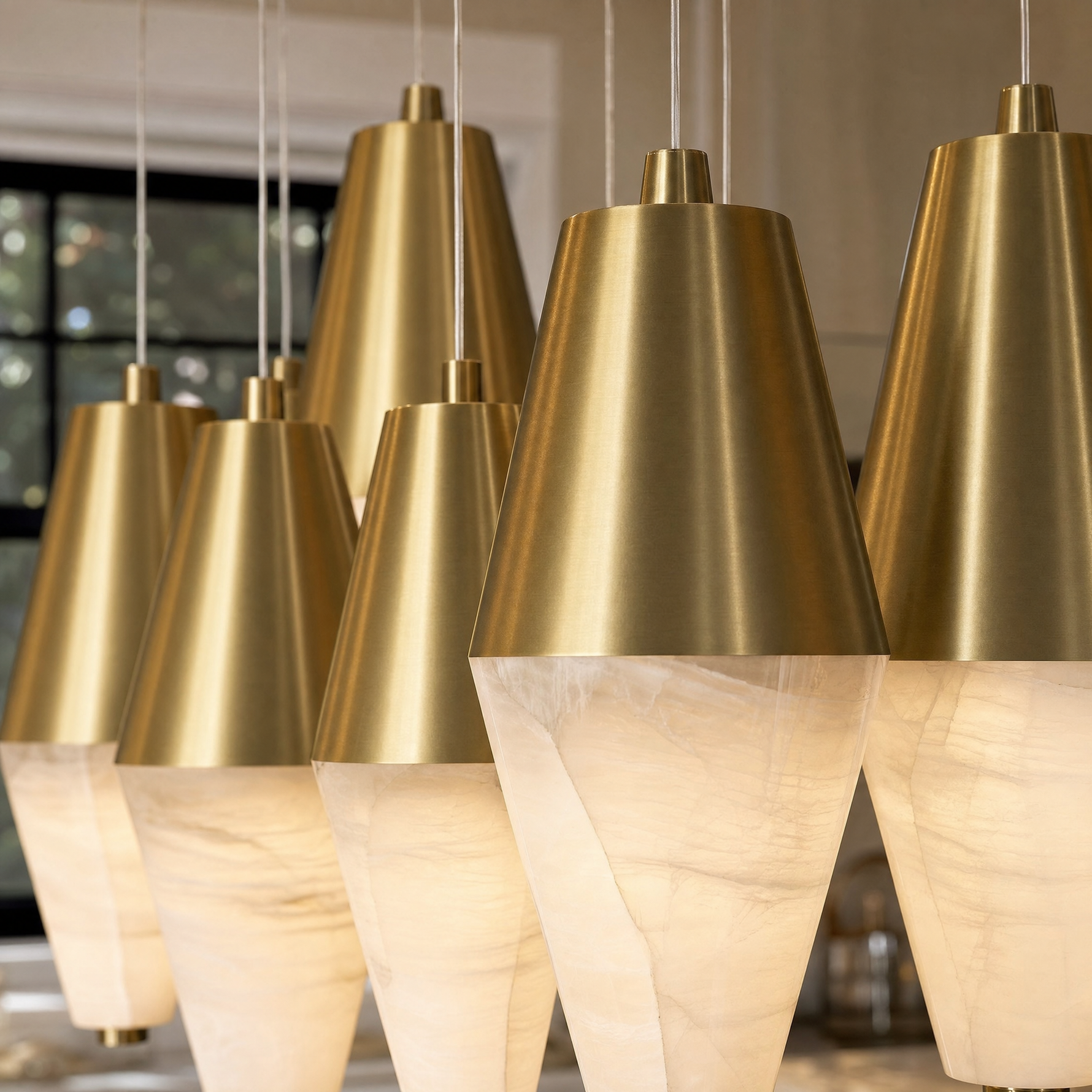 Fiamora Alabaster Cascading Chandelier Modern