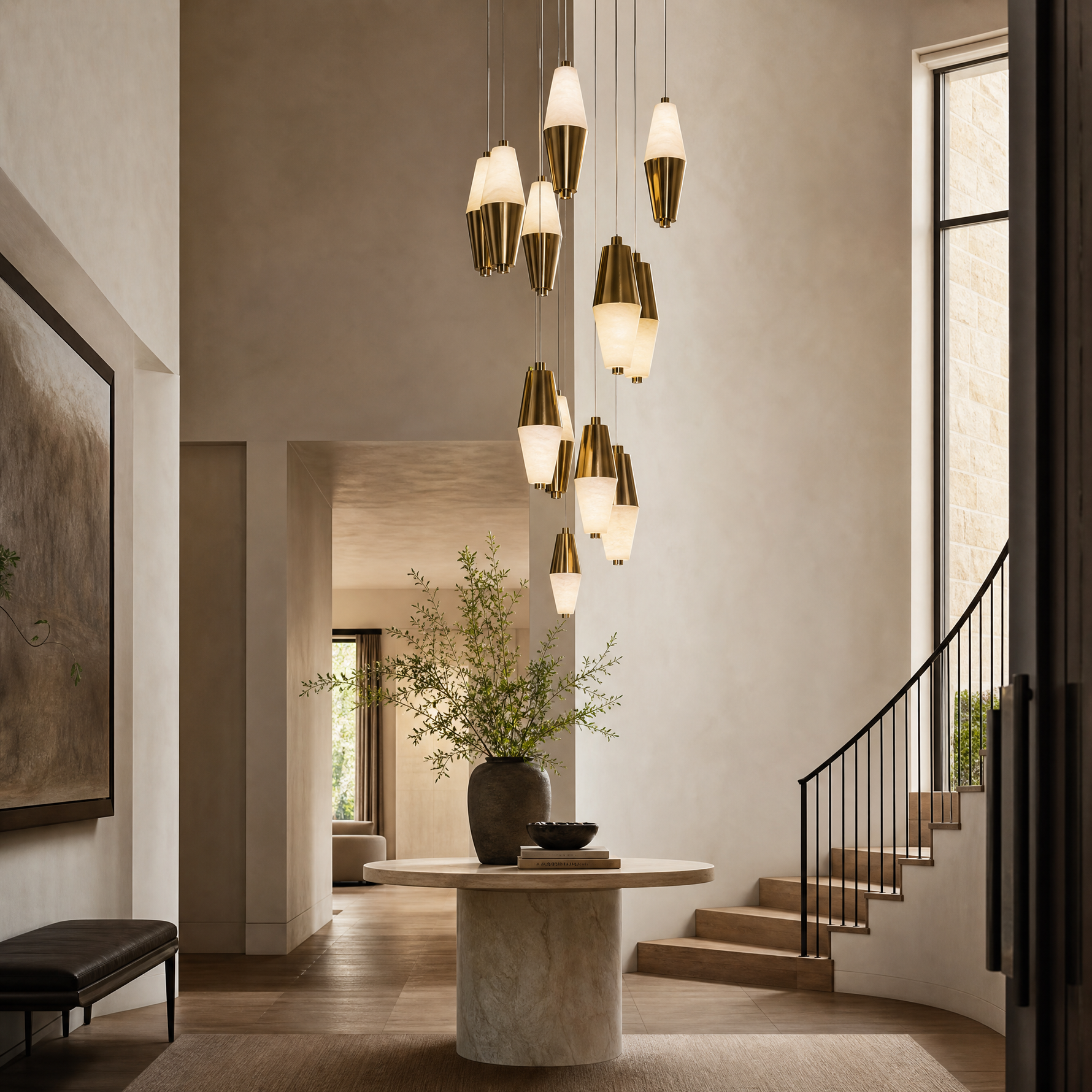 Fiamora Alabaster Cascading Chandelier Modern