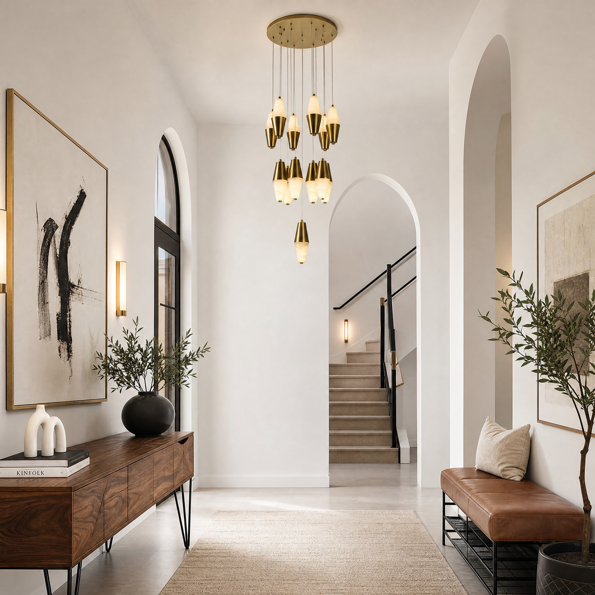Fiamora Alabaster Cascading Chandelier Modern