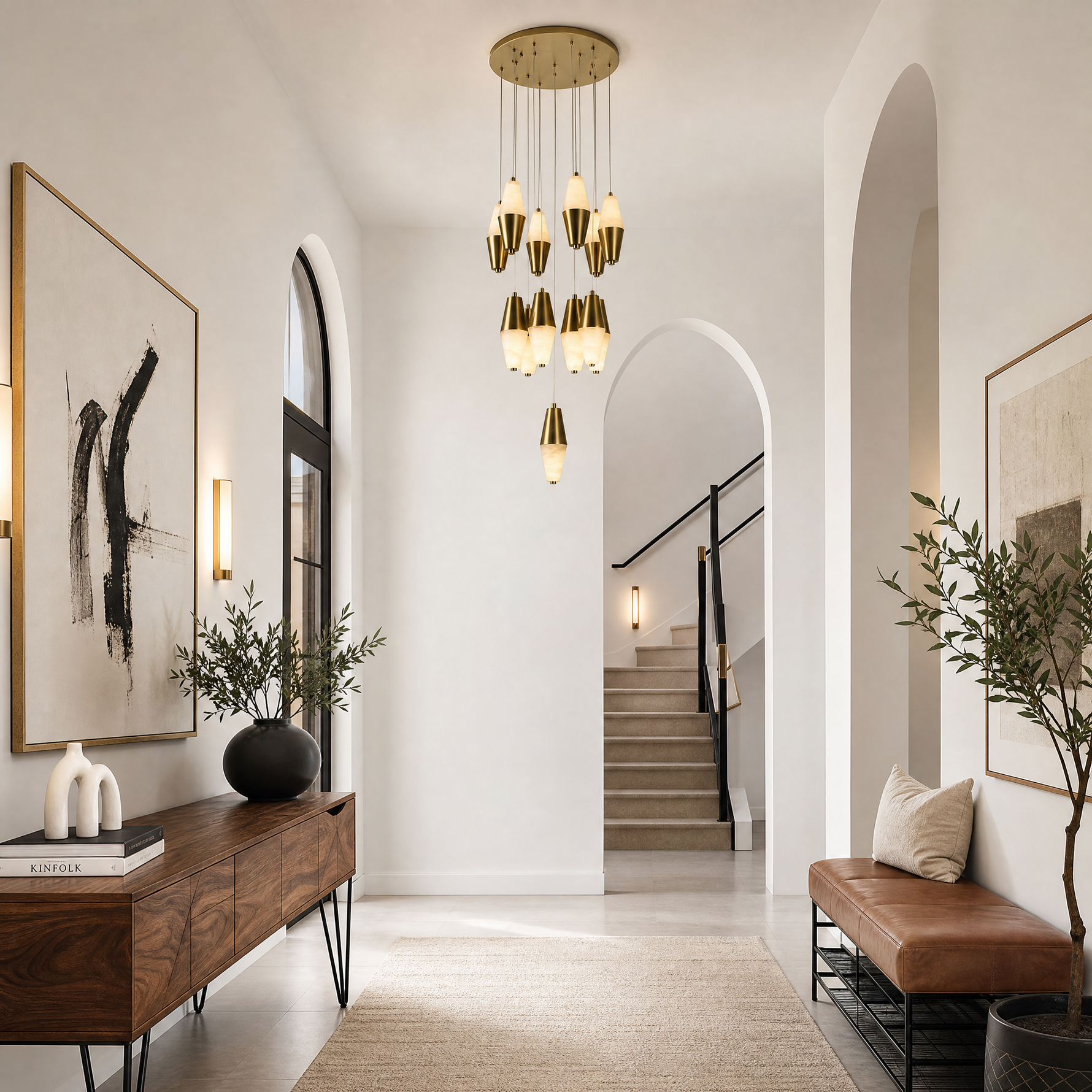 Fiamora Alabaster Cascading Chandelier Modern