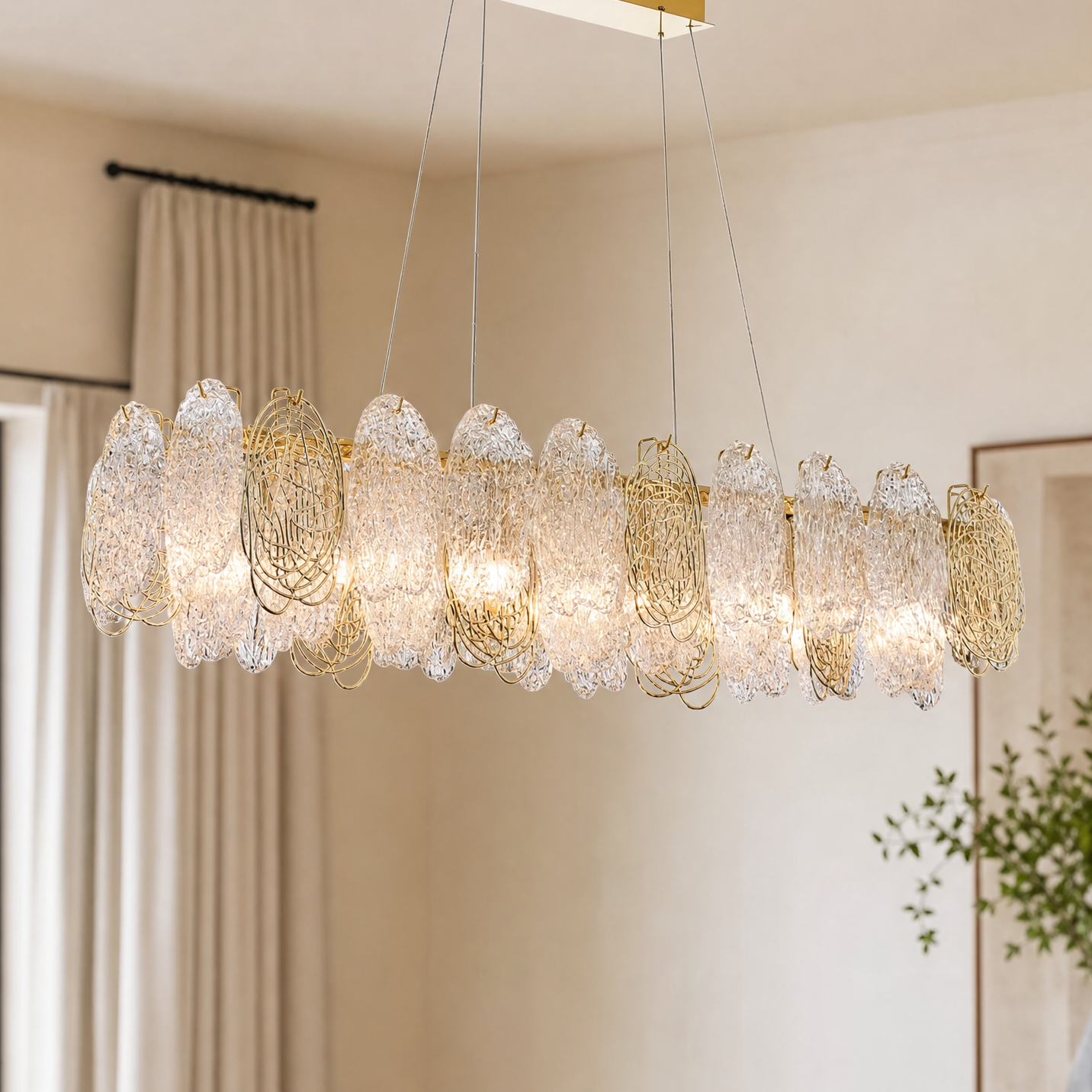 Filo Artisan Glass Linear Chandelier