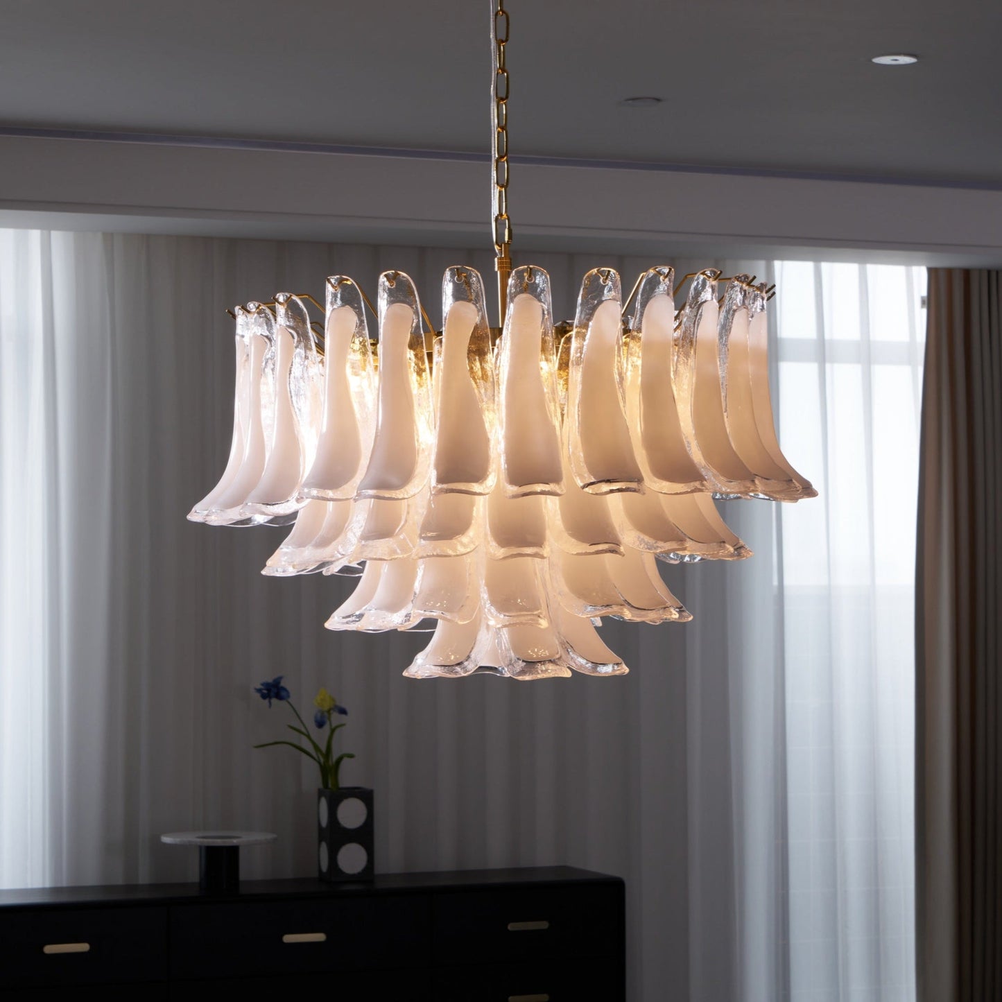 Fiora Pink Glass Chandelier - YIOSI
