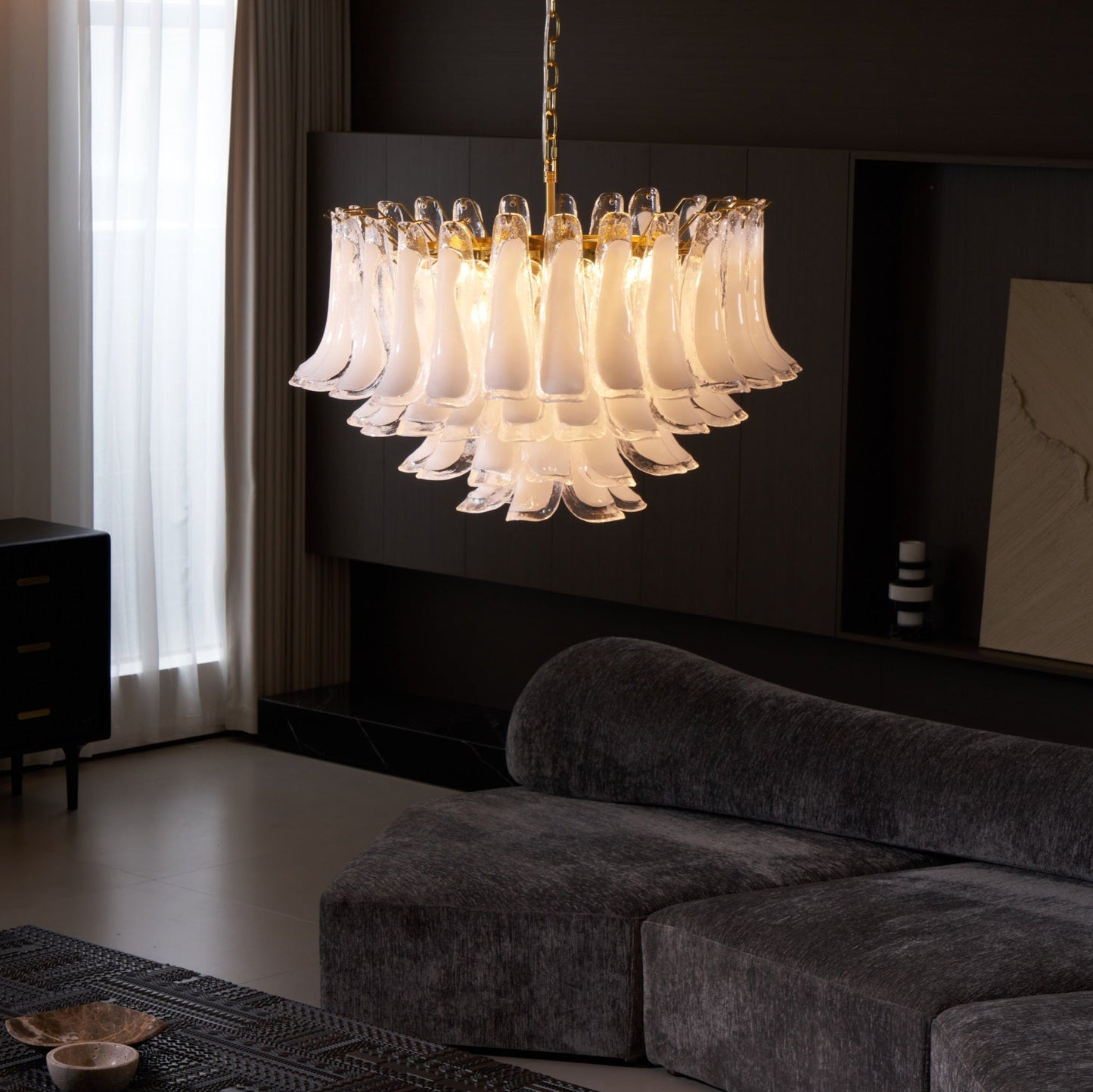 Fiora Pink Glass Chandelier - YIOSI