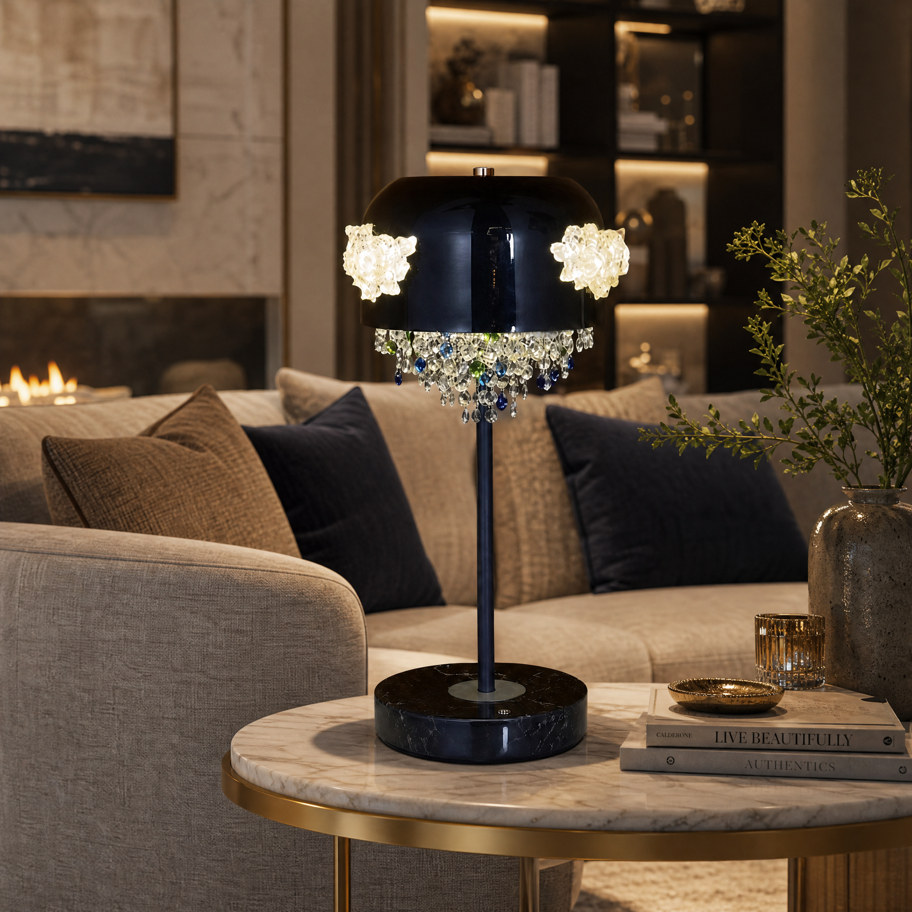 Floral Glory Modern Crystal Table Lamp