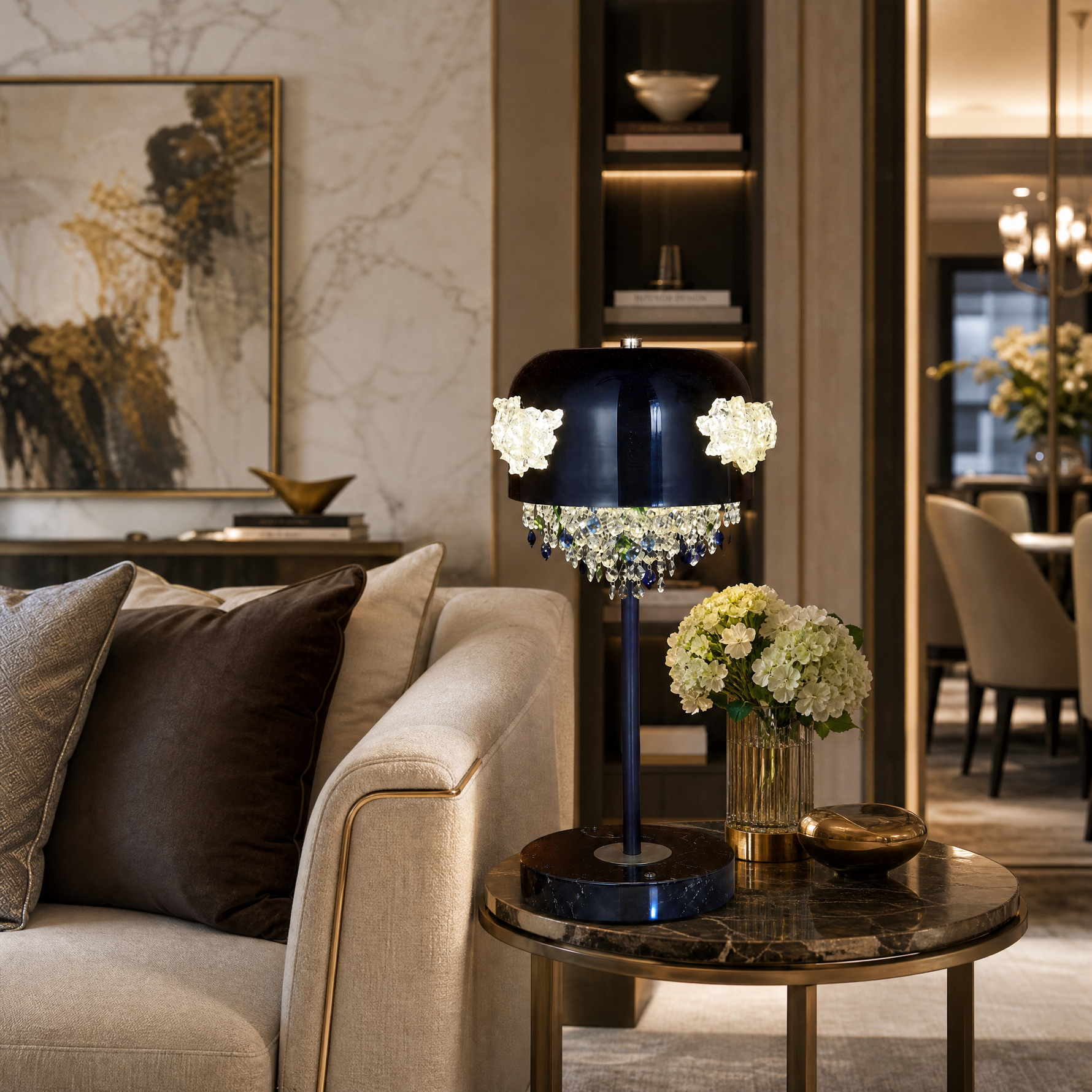 Floral Glory Modern Crystal Table Lamp