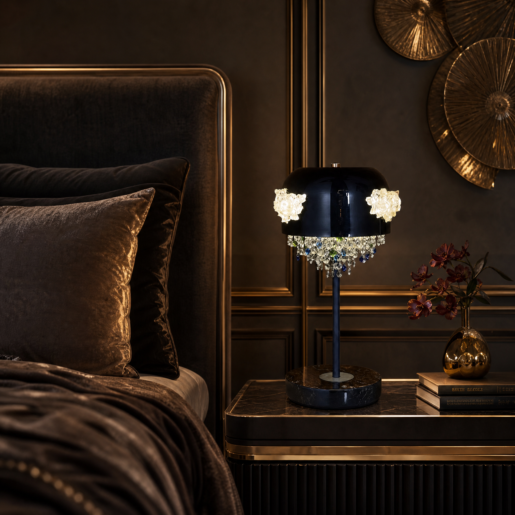 Floral Glory Modern Crystal Table Lamp