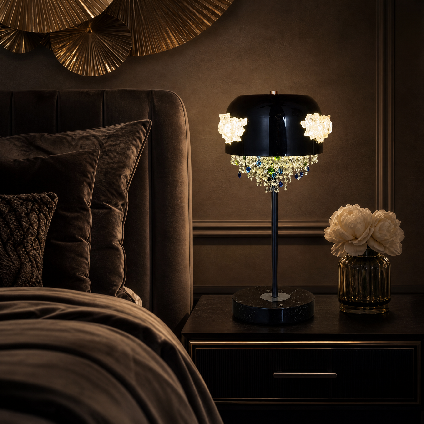 Floral Glory Modern Crystal Table Lamp