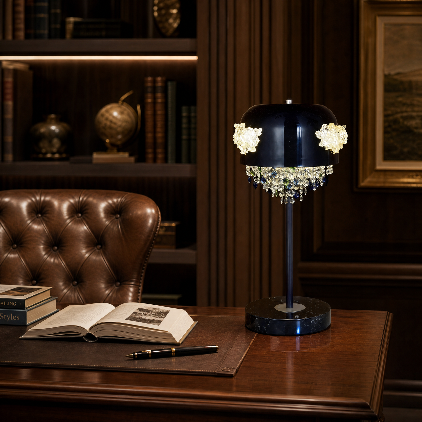 Floral Glory Modern Crystal Table Lamp