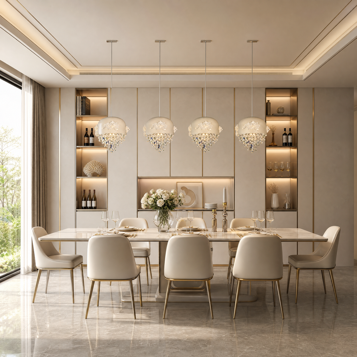 Floral Glory Modern Linear Dining Pendant Light