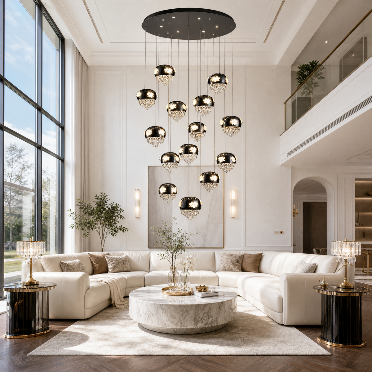 Floral Glory Modern Multi-Tier Cluster Chandelier