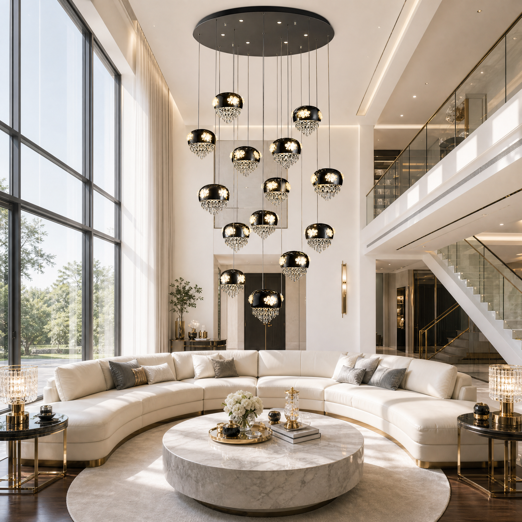 Floral Glory Modern Multi-Tier Cluster Chandelier