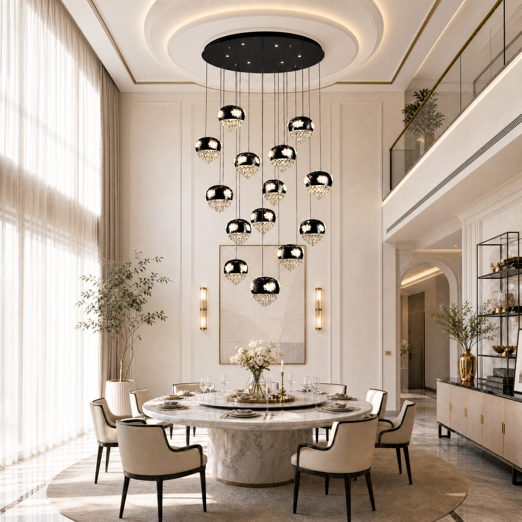 Floral Glory Modern Multi-Tier Cluster Chandelier